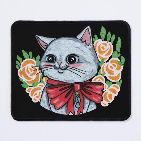 Item preview, White cat with a red bow designed and sold by RalucaIov.
