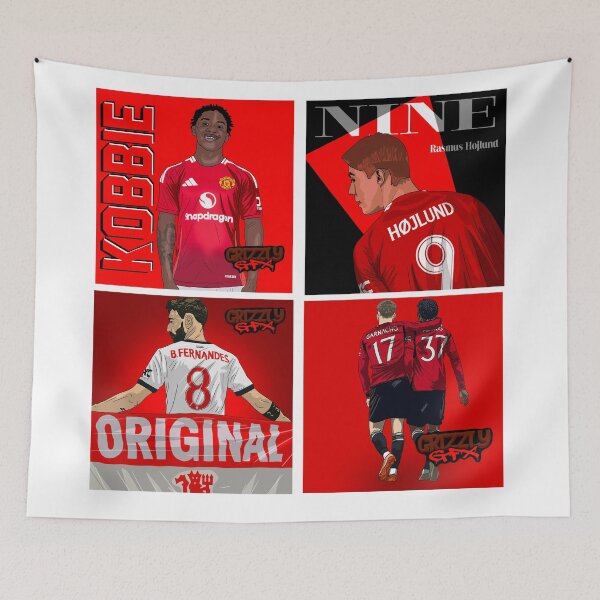 Item preview, Estrellas del Manchester United: Mainoo, Bruno, Højlund, Garnacho designed and sold by GrizzlyCollective.