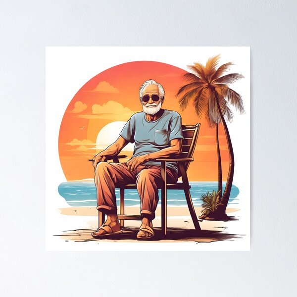 Item preview, old man with sunset designed and sold by misbahsiro.