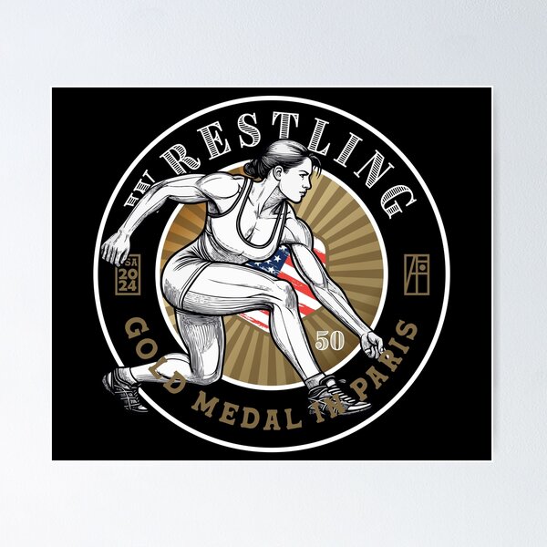 Item preview, 2024 - USA - WRESTLING 50kg - GOLD MEDAL - PARIS - 1 designed and sold by ArtProjectShop.