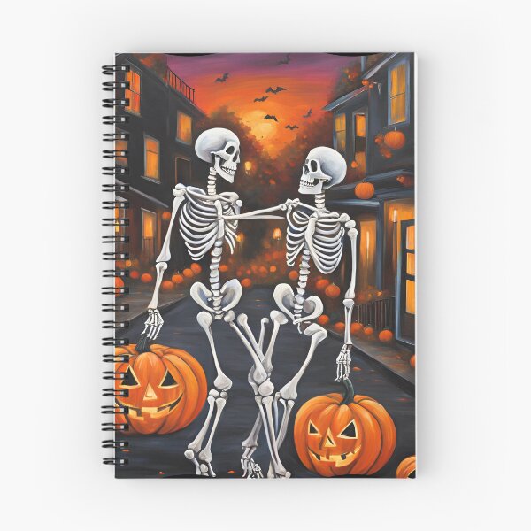 Item preview, Skeleton Couple with Pumpkins on Halloween designed and sold by Diclebaybas.
