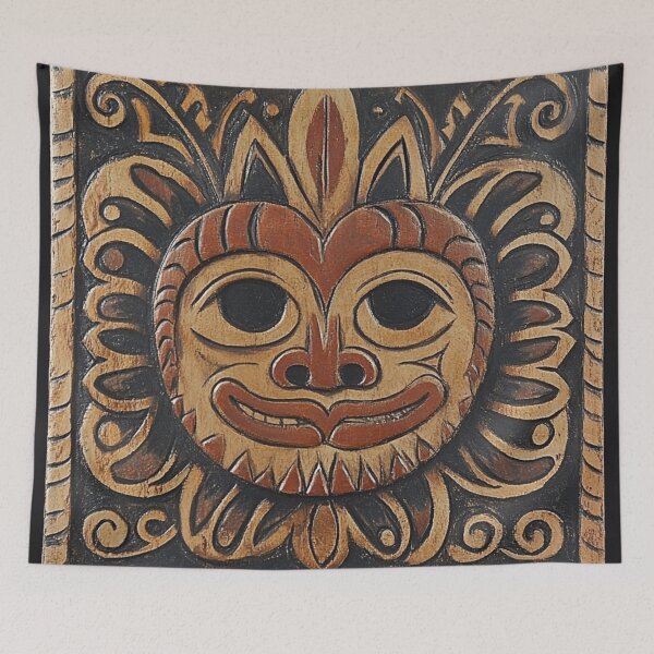 Item preview, Tonga Hawaiian Wood Tribal Mask Pattern designed and sold by GrinGalore.