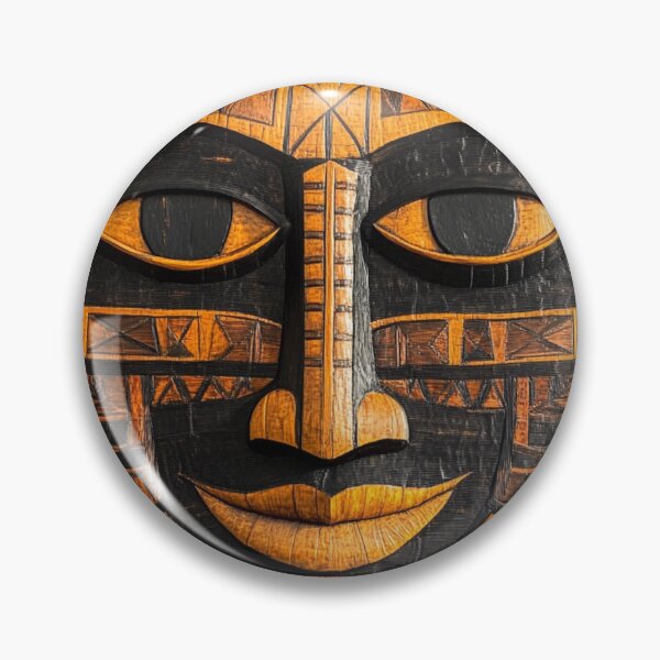 Item preview, Tonga Tapa Mask Hawaiian Wood Tribal Pattern designed and sold by GrinGalore.