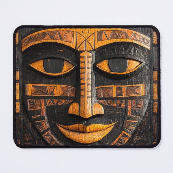 Item preview, Tonga Tapa Mask Hawaiian Wood Tribal Pattern designed and sold by GrinGalore.