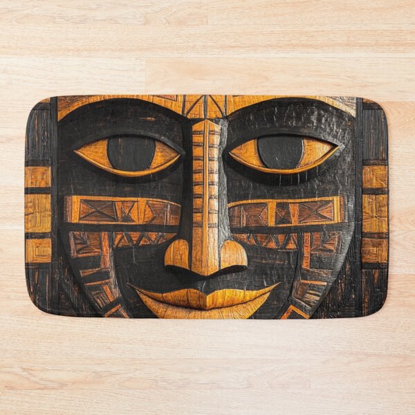 Item preview, Tonga Tapa Mask Hawaiian Wood Tribal Pattern designed and sold by GrinGalore.