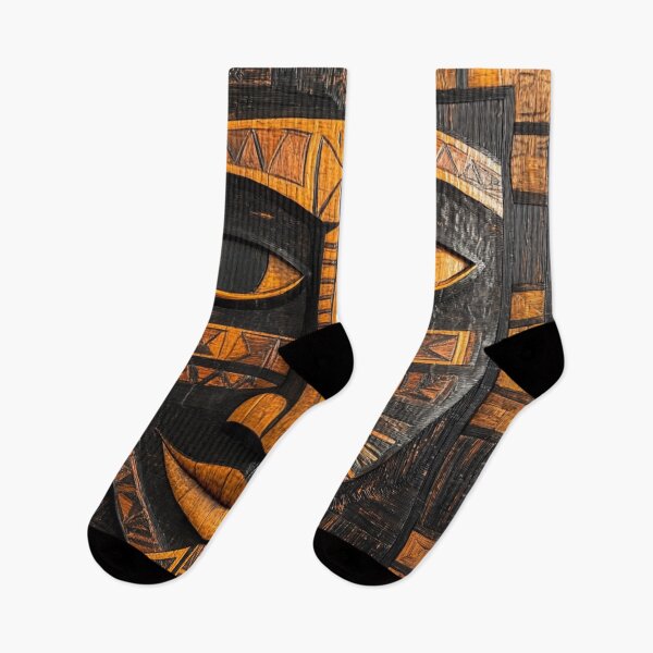 Item preview, Tonga Tapa Mask Hawaiian Wood Tribal Pattern designed and sold by GrinGalore.