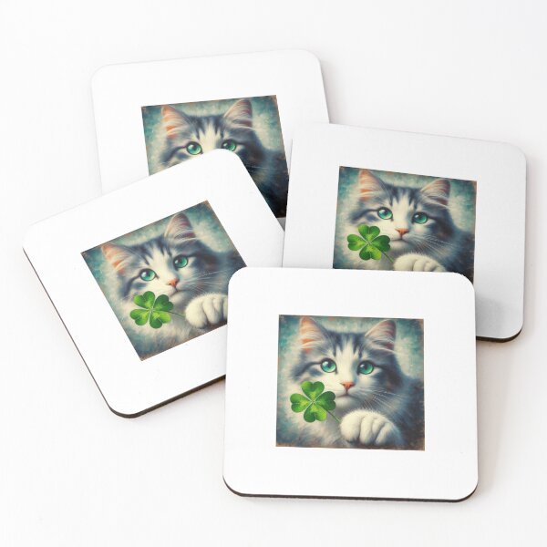 Item preview, Cute Cat Holding A Four Leaf Clover designed and sold by boomfire153.