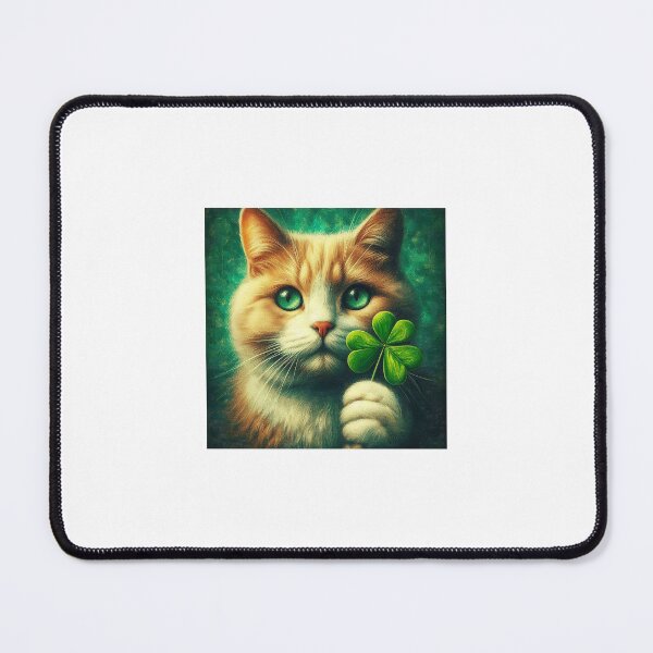 Item preview, Cute Cat Holding A Four Leaf Clover With Green Eyes designed and sold by boomfire153.