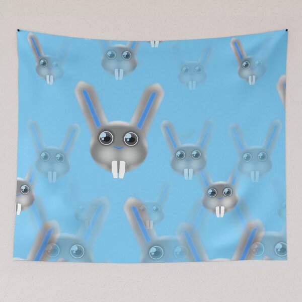 Item preview, Supercute Fluffy bunny rabbit Pattern babyblue background designed and sold by M-Lorentsson.