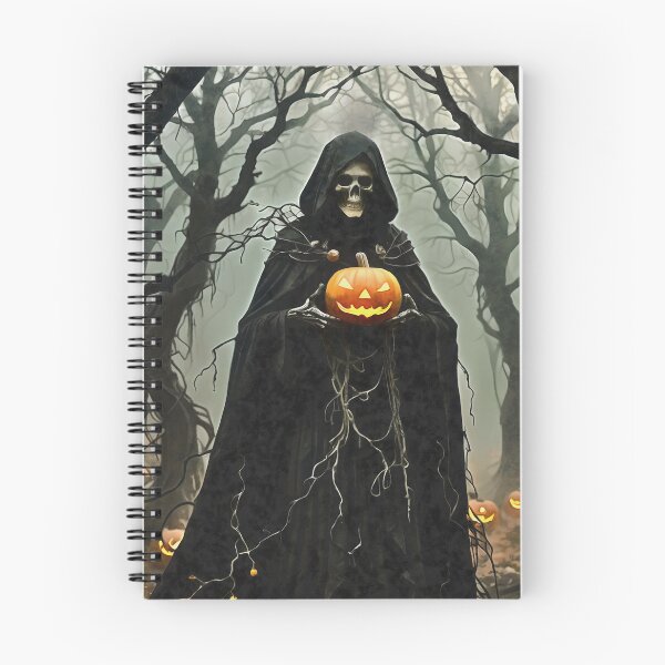 Item preview, Halloween Skeleton Wearing Black Hooded Cloak With Jack-O-Lantern  designed and sold by taiche.