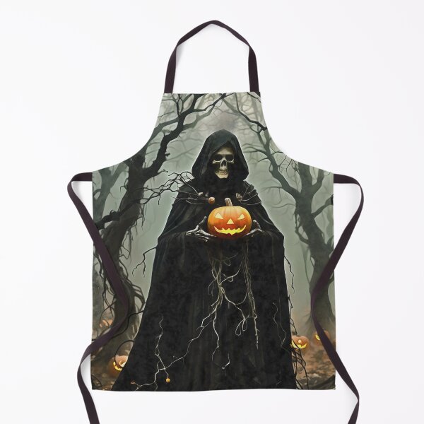 Item preview, Halloween Skeleton Wearing Black Hooded Cloak With Jack-O-Lantern  designed and sold by taiche.
