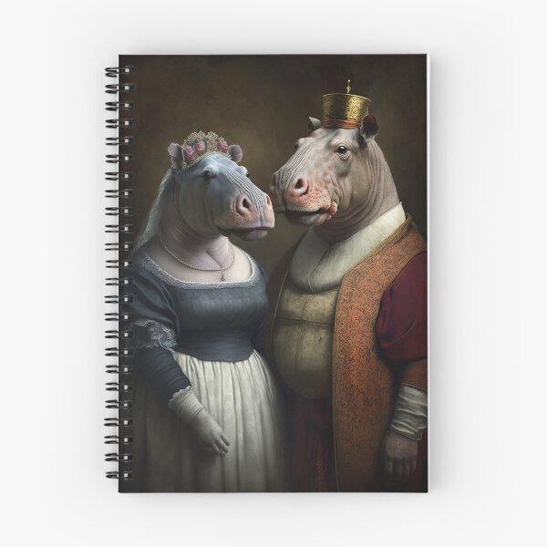Item preview, Aristocratic Hippo Couple, Funny Romantic Animal Portrait Painting designed and sold by CheekyAnimalz.