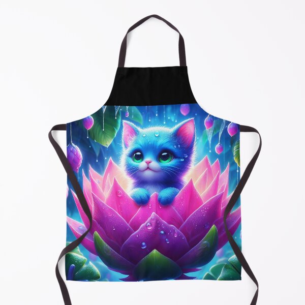 Item preview, Blue cat in Pink pitaya: cute kitten in the pitaya magical art designed and sold by EmeraldeaArt.