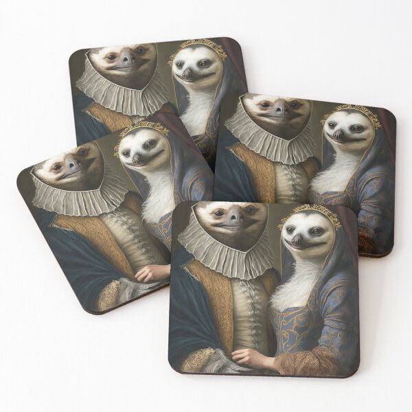 Item preview, Aristocratic Sloth Couple, Funny Romantic Animal Portrait Painting designed and sold by CheekyAnimalz.