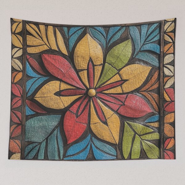 Item preview, Tonga Polynesian Hawaiian Wood Tribal Flower Colorful Design designed and sold by GrinGalore.