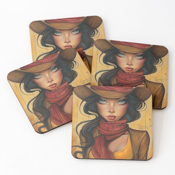 Item preview, Stylized cowgirl portrait with vibrant colors and details designed and sold by Artessie.
