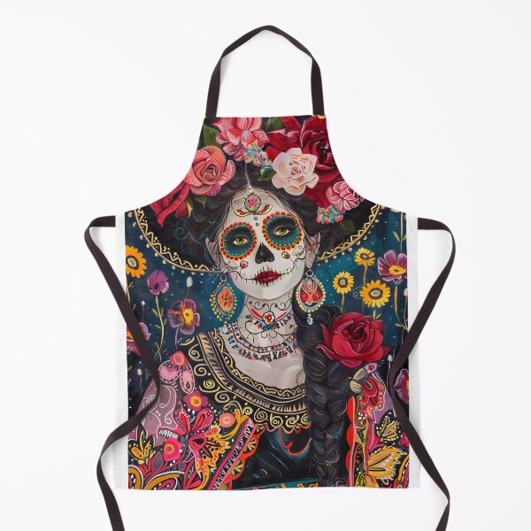 Item preview, Vibrant Day of the Dead art with floral and skull motifs designed and sold by Artessie.