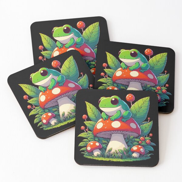 Item preview, Kawaii Froggy Mushroom Garden designed and sold by TomFrontierArt.