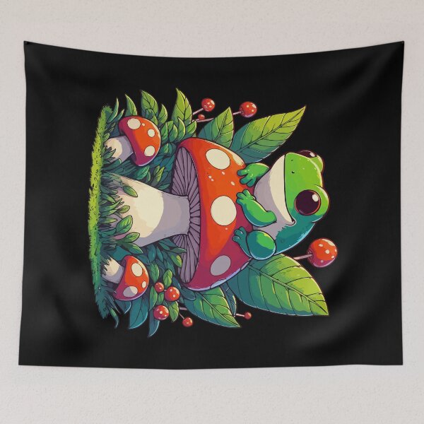 Item preview, Kawaii Froggy Mushroom Garden designed and sold by TomFrontierArt.