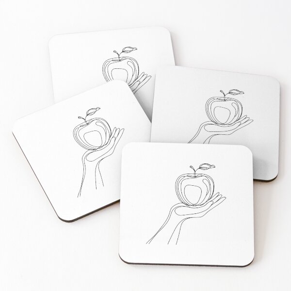 Item preview, monoline illustration of hand holding apple fruit designed and sold by rasagamastore.