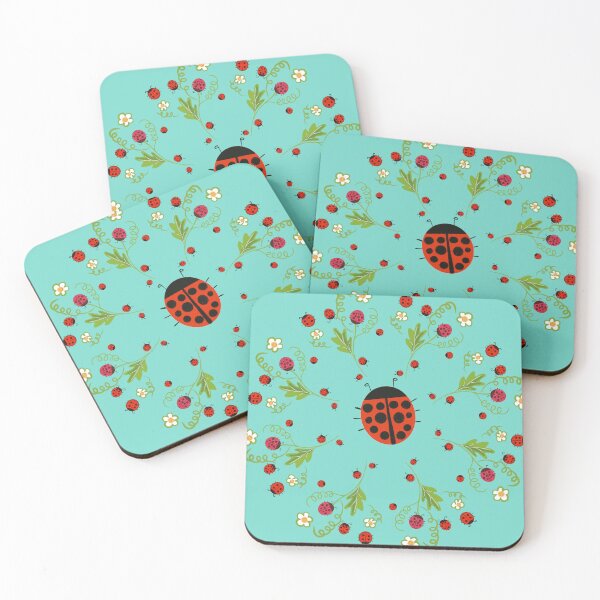Item preview, Lady bugs on blue teal designed and sold by Artlizzard.