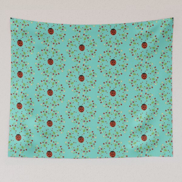 Item preview, Lady bugs on blue teal designed and sold by Artlizzard.