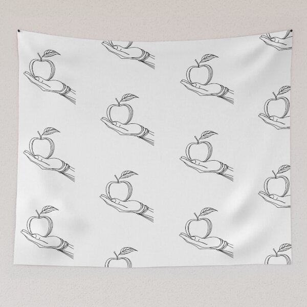 Item preview, Monoline illustration of hand holding apple fruit designed and sold by rasagamastore.