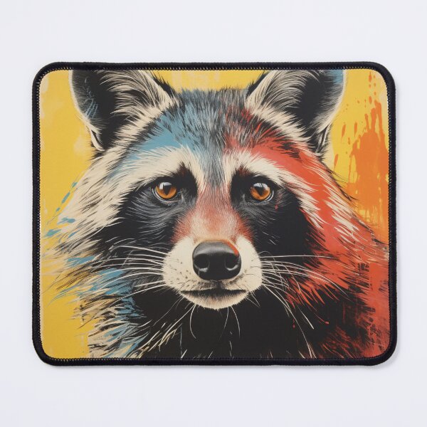 Item preview, Vibrant Raccoon Portrait on Yellow Background designed and sold by KazyWeeb.