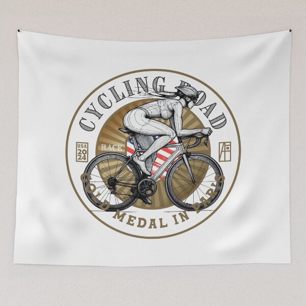 Item preview, 2024 - USA - CYCLING ROAD - GOLD MEDAL - PARIS - 2 designed and sold by ArtProjectShop.