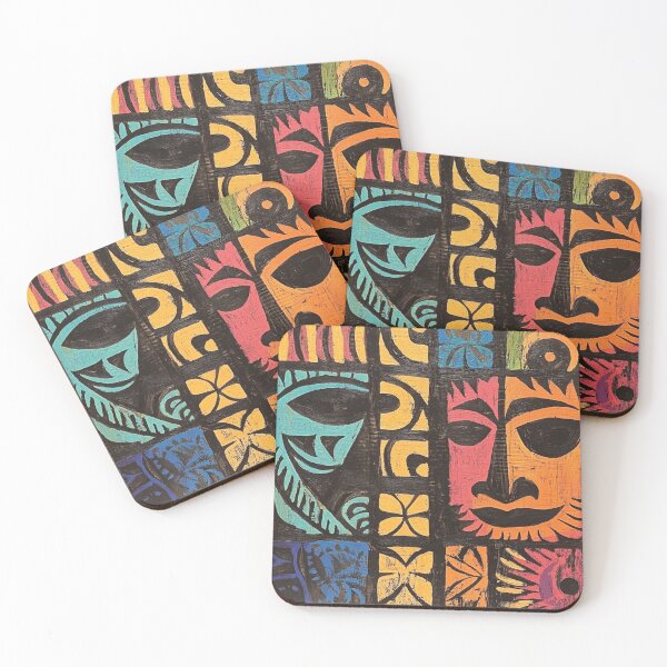 Item preview, Tonga Polynesian Hawaiian Wood Tribal Colorful Pattern designed and sold by GrinGalore.