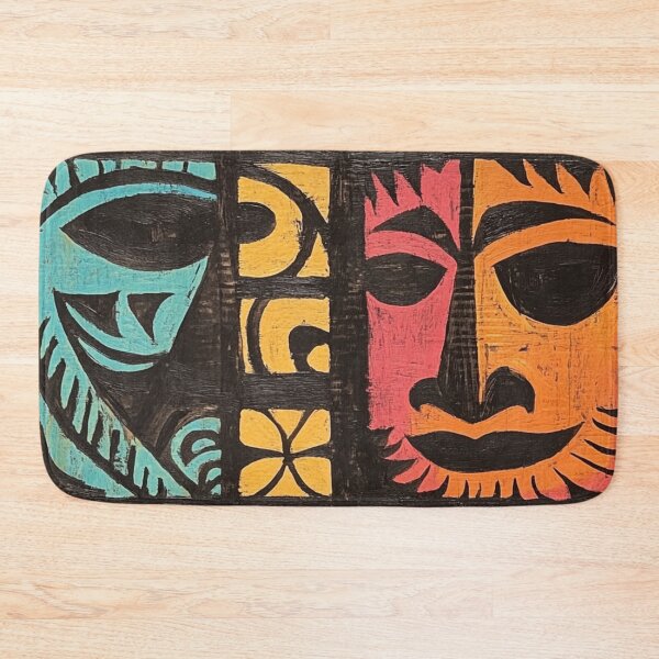 Item preview, Tonga Polynesian Hawaiian Wood Tribal Colorful Pattern designed and sold by GrinGalore.