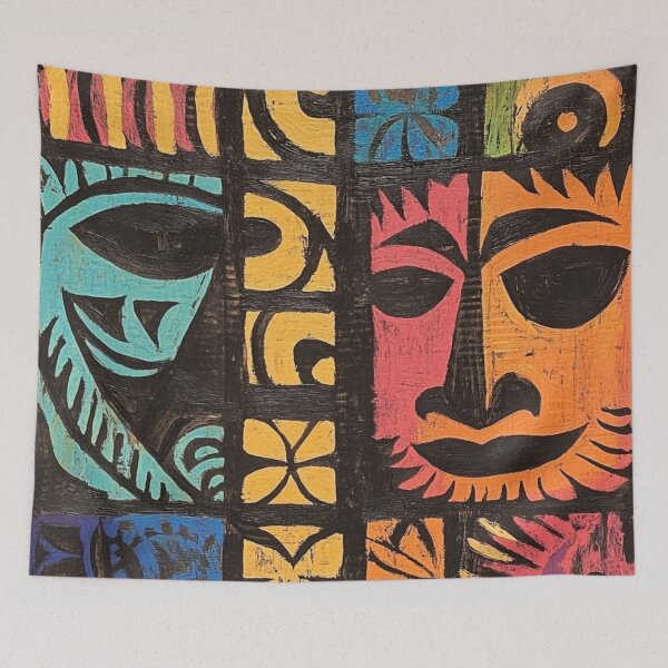 Item preview, Tonga Polynesian Hawaiian Wood Tribal Colorful Pattern designed and sold by GrinGalore.