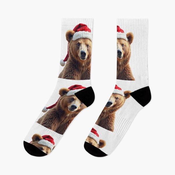 Item preview, Funny Grizzly Bear Wearing Christmas Hat designed and sold by LazyOwlStore.