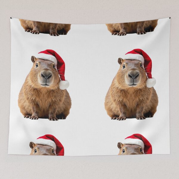 Item preview, Funny Capybara Wearing Christmas Hat designed and sold by LazyOwlStore.