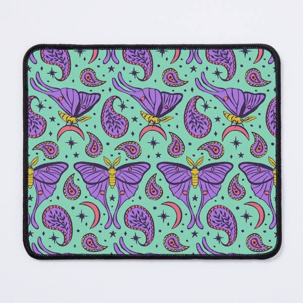 Item preview, Purple Luna Moths with Paisley and Stars and Moons Blue Pattern designed and sold by paldronma.