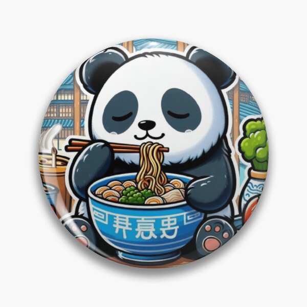 Aperçu de l'œuvre autocollants mukbang de panda mangeant des ramen. créée et vendue par Smart Collection .