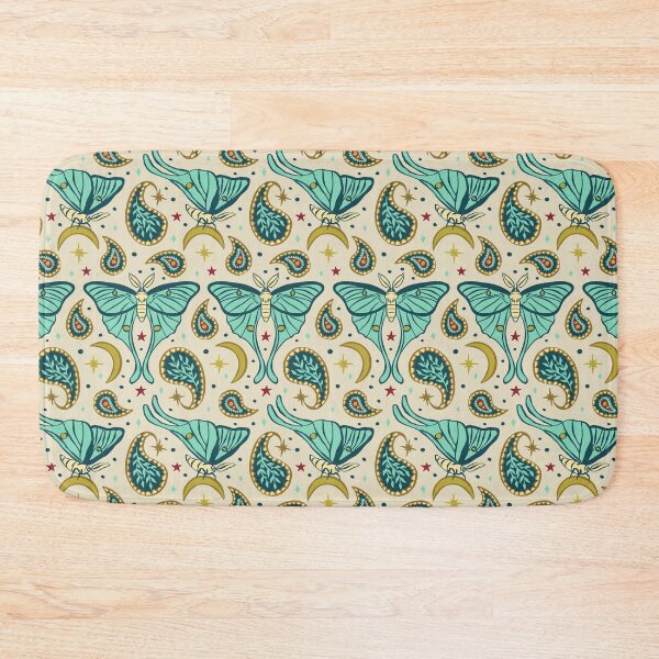 Item preview, Teal Luna Moths with Paisley and Stars and Moons Pattern on Beige Background designed and sold by paldronma.