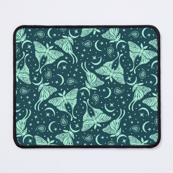 Item preview, Teal Luna Moths with Paisley and Stars and Moons Pattern on Blue Background designed and sold by paldronma.