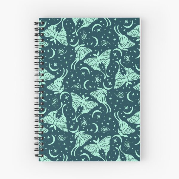 Item preview, Teal Luna Moths with Paisley and Stars and Moons Pattern on Blue Background designed and sold by paldronma.