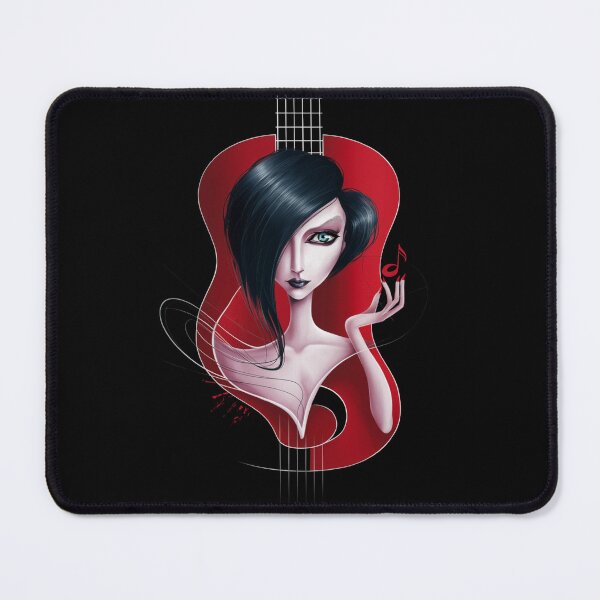 Item preview, Guitar and Girl Intrigue in Harmony illustration The Enigmatic Muse, Girl handing a musical note designed and sold by piketo.