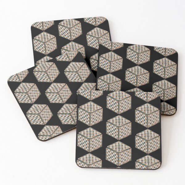 Item preview, Vintage Spanish Cube with Checks Repeating Pattern on Black designed and sold by AnimaliaStar.