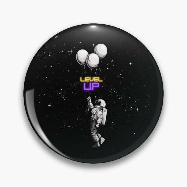 Item preview, Astronaut level up holding on to some white balloons designed and sold by Micapox.