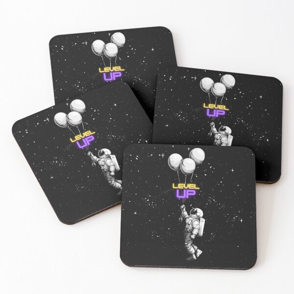 Item preview, Astronaut level up holding on to some white balloons designed and sold by Micapox.