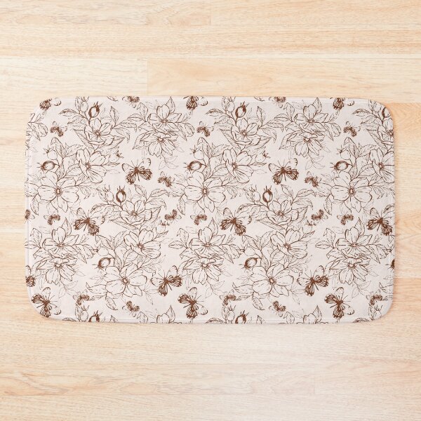 Item preview, Rustic sketched wild rose and butterfly line art pattern  designed and sold by LindaSitniece.