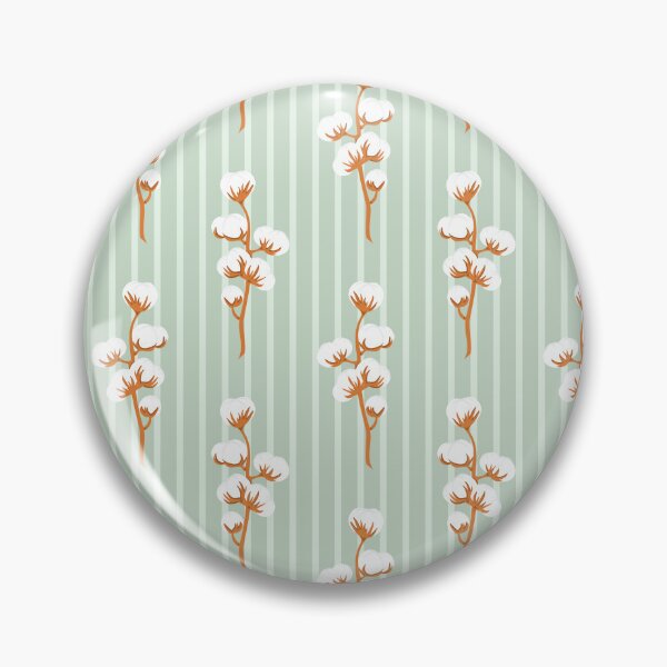 Item preview, Hand drawn branch of cotton flower plant on striped green seamless pattern designed and sold by Familyshmot.