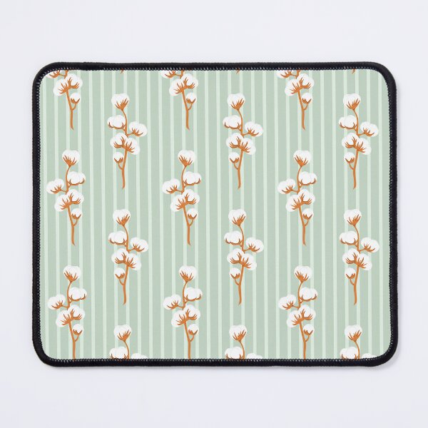 Item preview, Hand drawn branch of cotton flower plant on striped green seamless pattern designed and sold by Familyshmot.