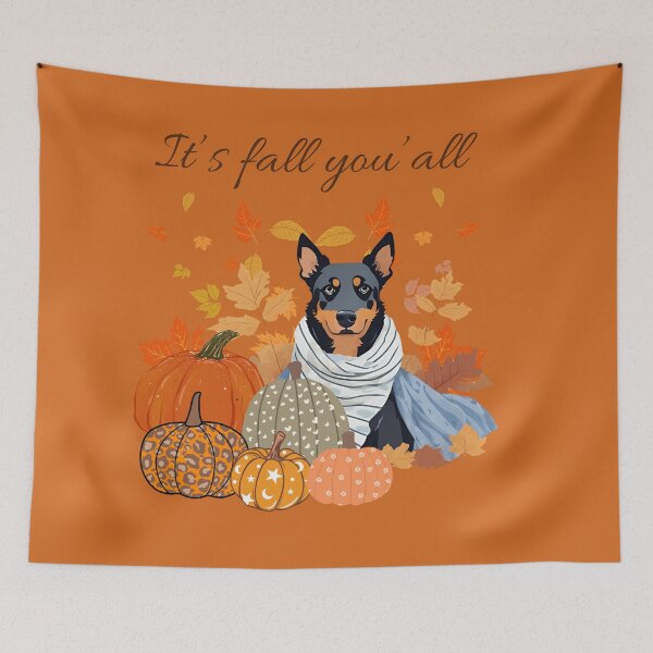 Item preview,  "It's Fall Y'all - Cozy Beauceron with Pumpkins and Leaves" designed and sold by GoodyPaws.