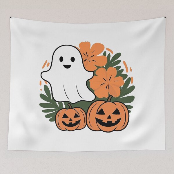 Item preview, cute ghost fall halloween pumpkin designed and sold by venavar.