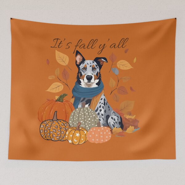 Item preview, "It's Fall Y'all - Cozy Beauceron with Pumpkins and Leaves" designed and sold by GoodyPaws.