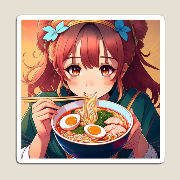 Item preview, Japanese anime girl eating ramen designed and sold by Webstudio  2Amigos.